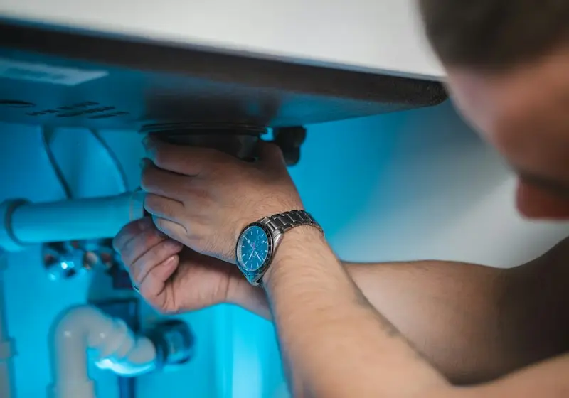 Plumber clearing a drain